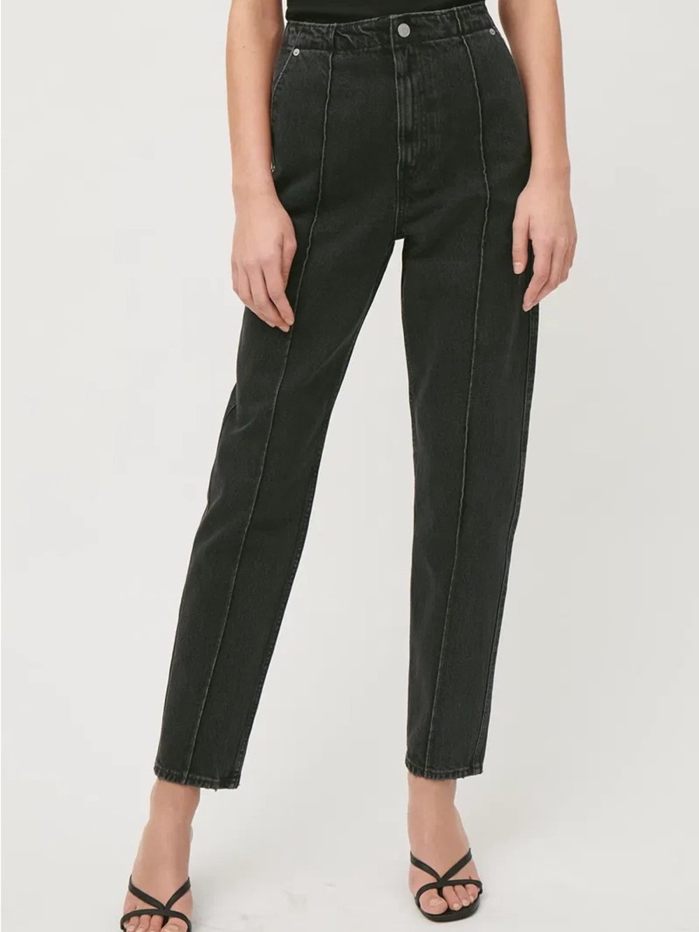 Weekday Carver Denim Trousers Raised Front Seam Washed Black Gray